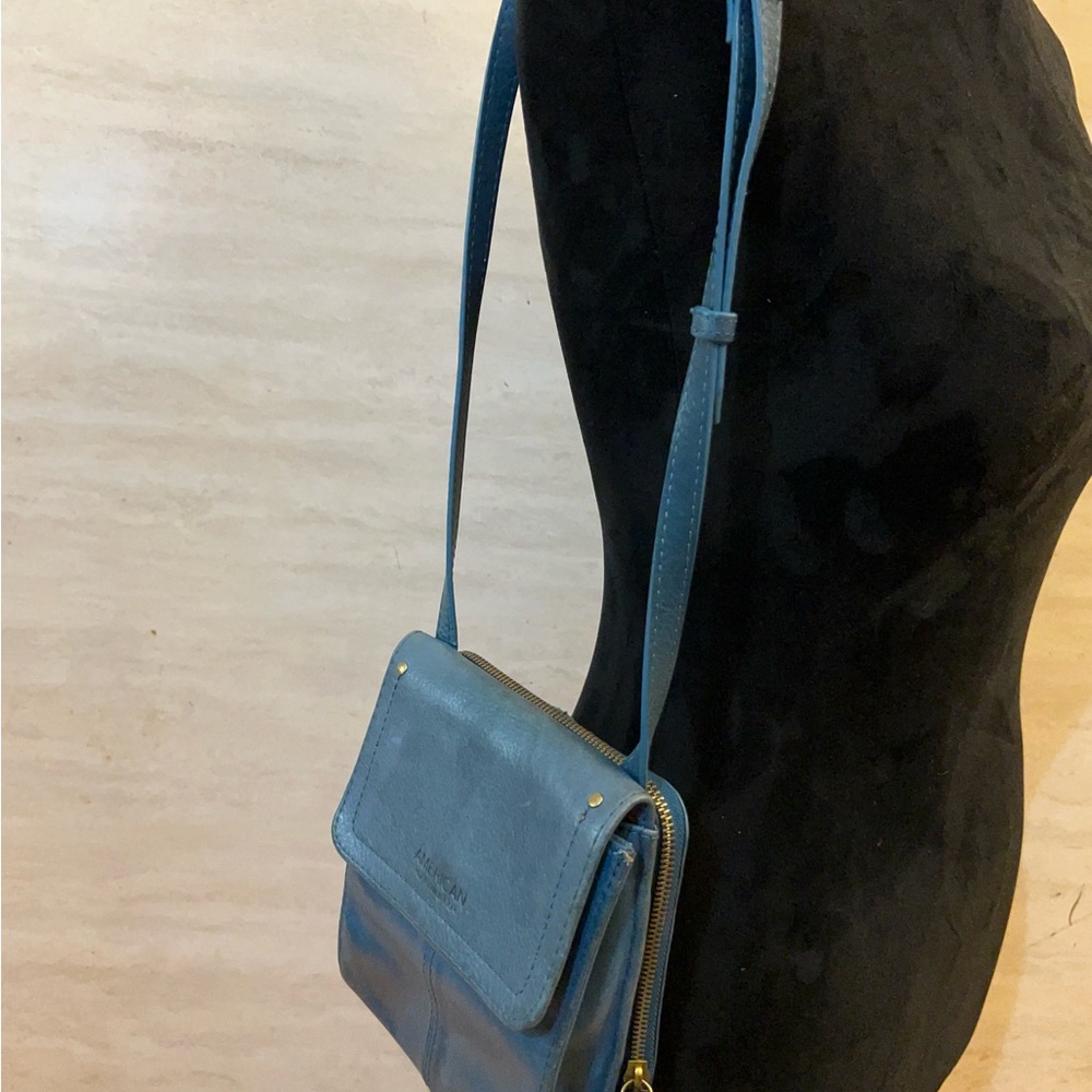 American Leather Co. Kansas Blue/Teal Crossbody Bag - Picture 4 of 15